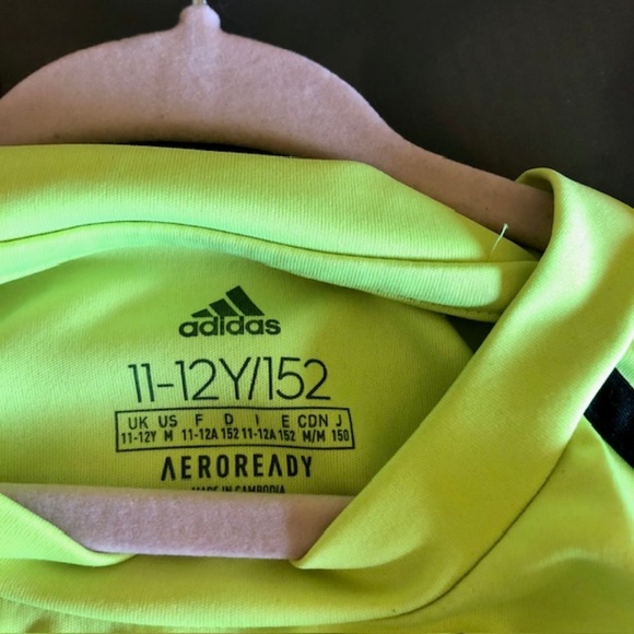 Adidas Aeroready Goalkeeper Long Sleeve Shirt, Black & Electric Yellow, Sz 11-12 - Picture 3 of 3